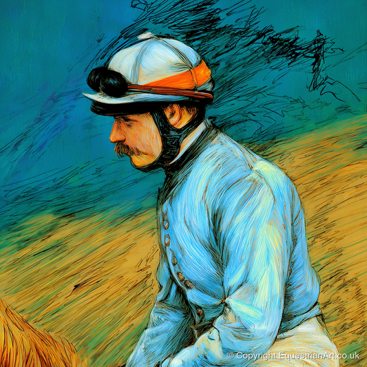 The Cerulean Silks - racing horse art print and canvas by Cecily Warwick A.I