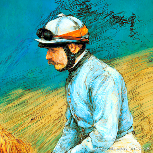 The Cerulean Silks - racing horse art print and canvas by Cecily Warwick A.I