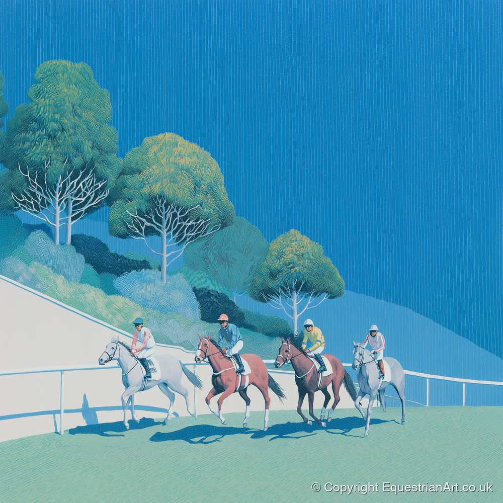 The Cerulean Sprint - racing horse art print and canvas by Simon Whitlock A.I
