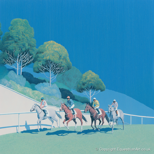 The Cerulean Sprint - racing horse art print and canvas by Simon Whitlock A.I