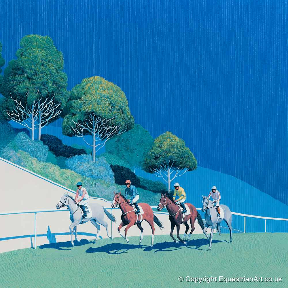 The Cerulean Sprint - racing horse art print and canvas by Simon Whitlock A.I