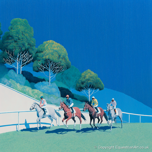 The Cerulean Sprint - racing horse art print and canvas by Simon Whitlock A.I