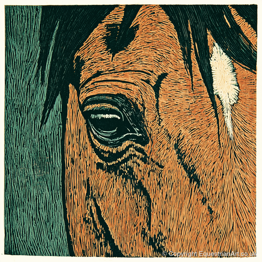 The Chestnut Gaze - horse portrait art print and canvas by Hector Sullivan A.I