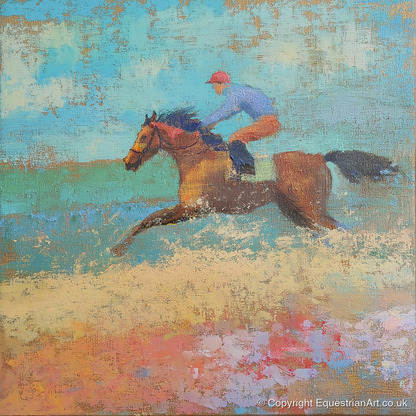 The Coastal Gallop - racing horse art print and canvas by Benedict Croft A.I