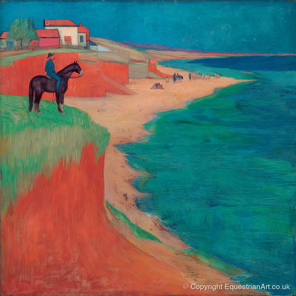 The Coastal Vantage - horse landscape art print and canvas by Lawrence Gable A.I