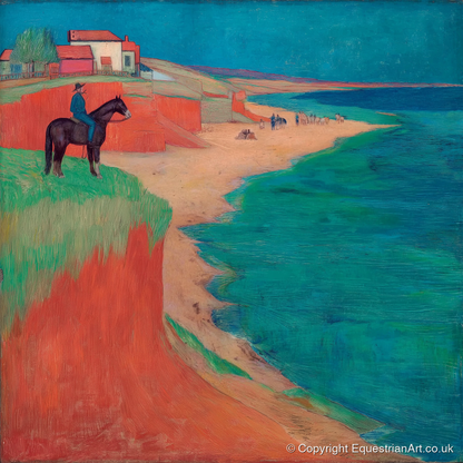 The Coastal Vantage - horse landscape art print and canvas by Lawrence Gable A.I