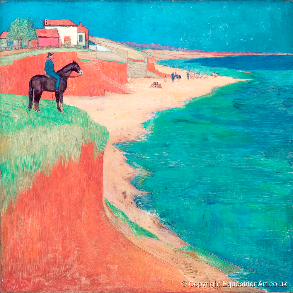 The Coastal Vantage - horse landscape art print and canvas by Lawrence Gable A.I