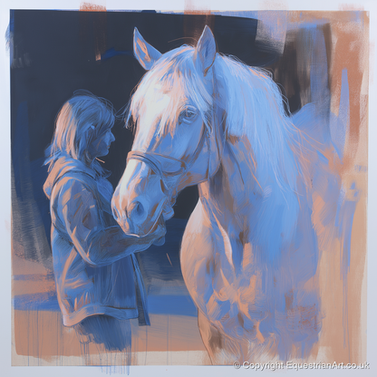 The Cobalt Bond - horse & rider art print and canvas by Charles Ashford A.I