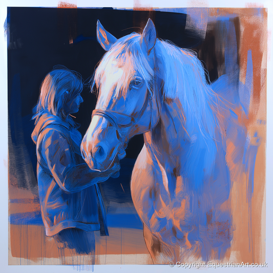 The Cobalt Bond - horse & rider art print and canvas by Charles Ashford A.I