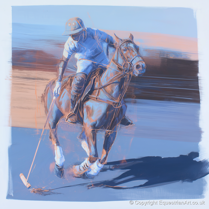 The Cobalt Chukka - polo horse art print and canvas by Charles Ashford A.I