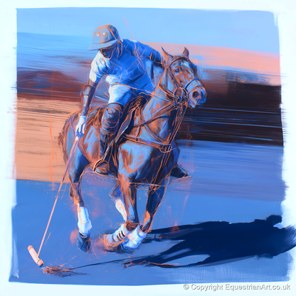 The Cobalt Chukka - polo horse art print and canvas by Charles Ashford A.I