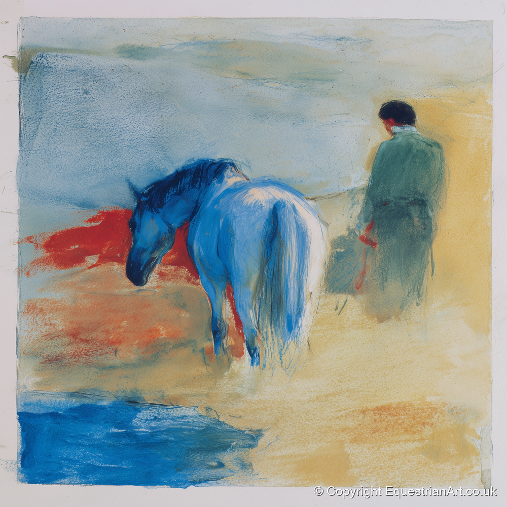 The Cobalt Companion - horse & rider art print and canvas by Emile Goddard A.I