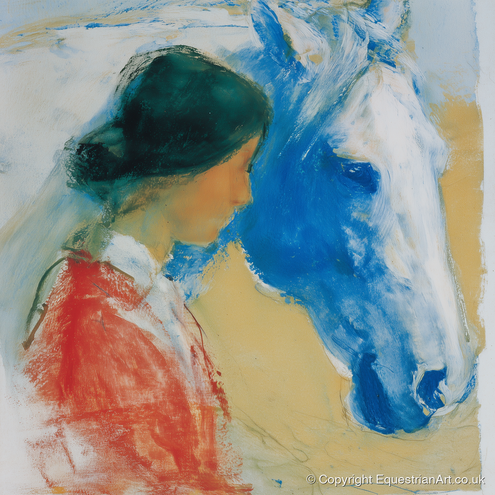 The Cobalt Companion - horse & rider art print and canvas by Emile Goddard A.I