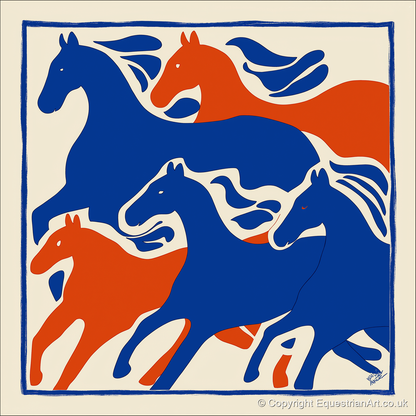 The Cobalt Herd - wild horses art print and canvas by Matilda Graves A.I