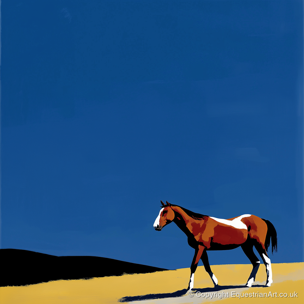 The Cobalt Horizon - horse landscape art print and canvas by Vivienne Hartley A.I