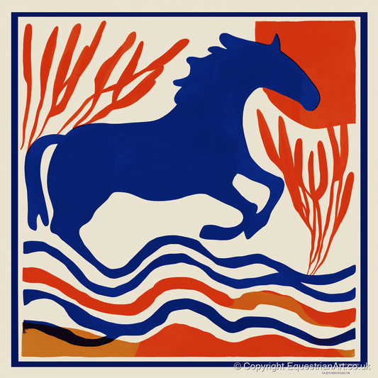 The Cobalt Leap - wild horses art print and canvas by Matilda Graves A.I
