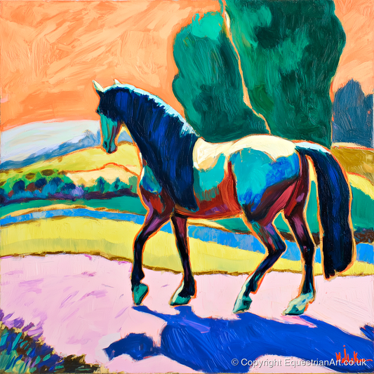 The Cobalt Stride - horse breed art print and canvas by Gideon Wright A.I