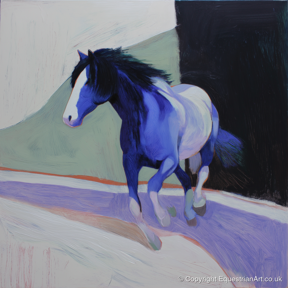 The Cobalt Stride - horse portrait art print and canvas by Marcus Vane A.I