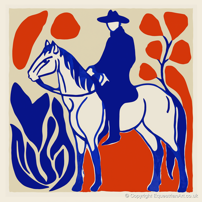 The Cobalt Western Rider - western horse art print and canvas by Matilda Graves A.I