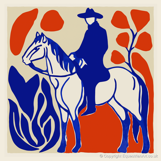 The Cobalt Western Rider - western horse art print and canvas by Matilda Graves A.I