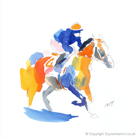 The Colourful Chase - racing horse art print and canvas by Maxwell Flynn A.I