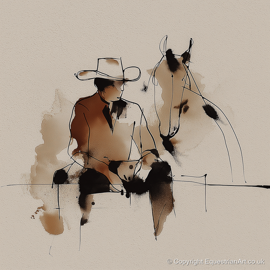 The Cowboy's Rest - western horse art print and canvas by Julian Vance A.I