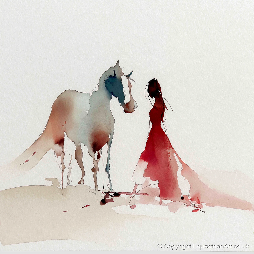 The Crimson Bond - horse & rider art print and canvas by Theodore Grant A.I