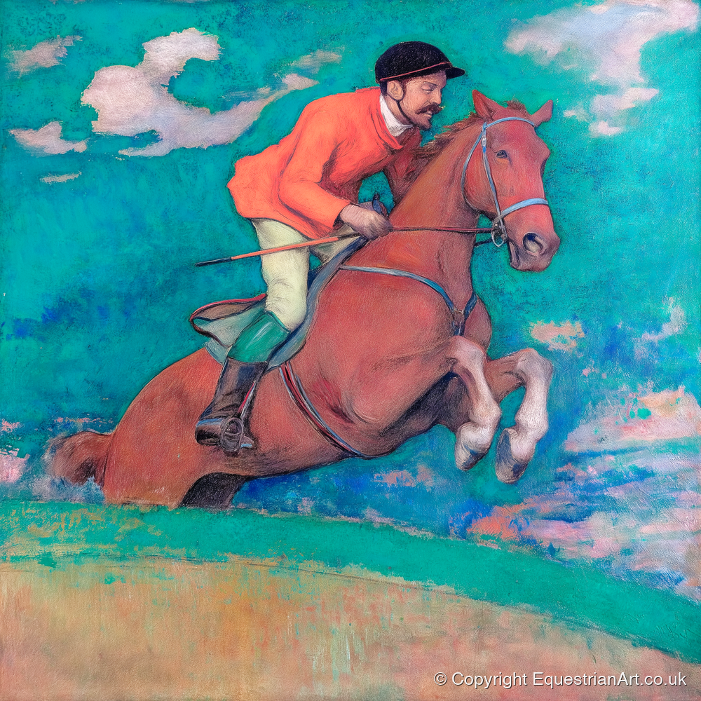 The Crimson Chase - racing horse art print and canvas by Lawrence Gable A.I