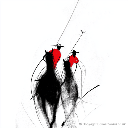 The Crimson Chukka - polo horse art print and canvas by Sebastian Vale A.I