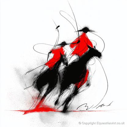 The Crimson Chukka - polo horse art print and canvas by Sebastian Vale A.I