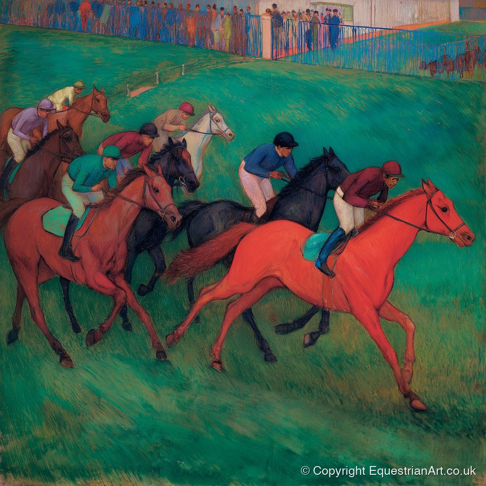 The Crimson Gallop - racing horse art print and canvas by Lawrence Gable A.I
