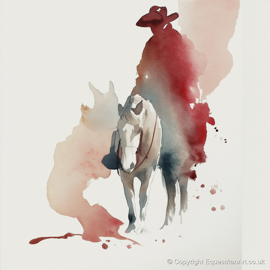 The Crimson Rider - western horse art print and canvas by Theodore Grant A.I