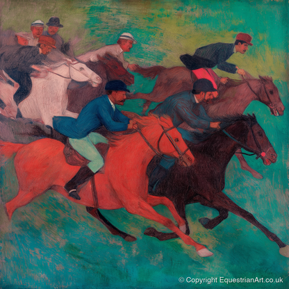 The Crimson Stride - racing horse art print and canvas by Lawrence Gable A.I
