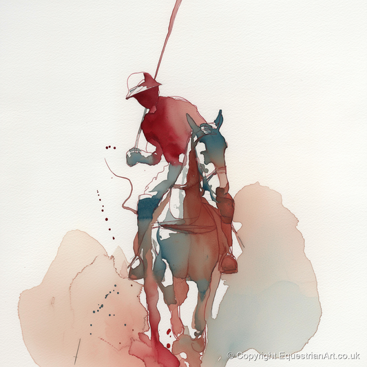The Crimson Strike - polo horse art print and canvas by Theodore Grant A.I