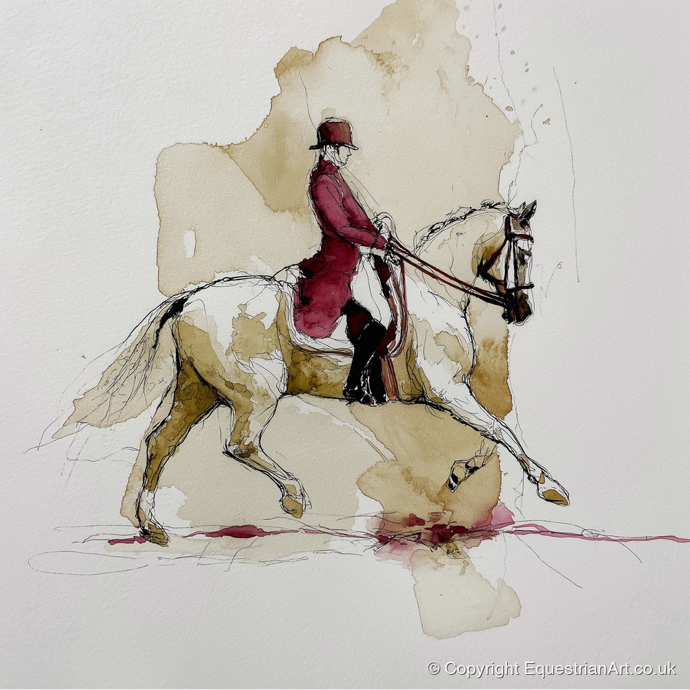 The Crimson Tailcoat - dressage horse art print and canvas by Edward Harrington A.I