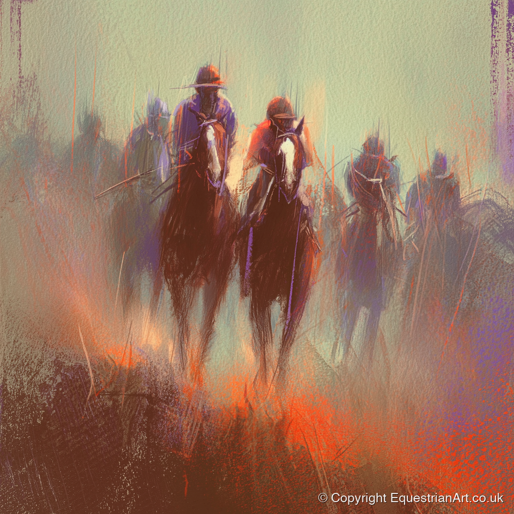 The Dawn Gallop - racing horse art print and canvas by Rupert Kingsley A.I