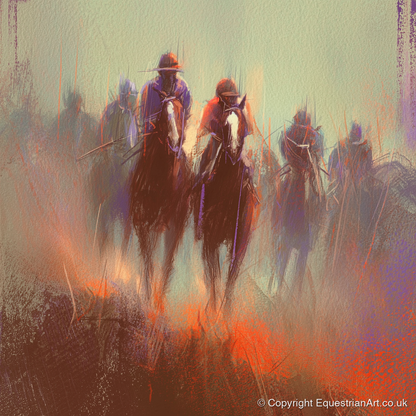 The Dawn Gallop - racing horse art print and canvas by Rupert Kingsley A.I