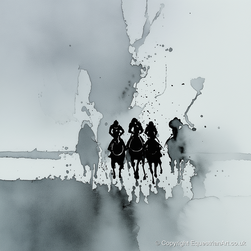 The Dawn Run - racing horse art print and canvas by Adrian Frost A.I