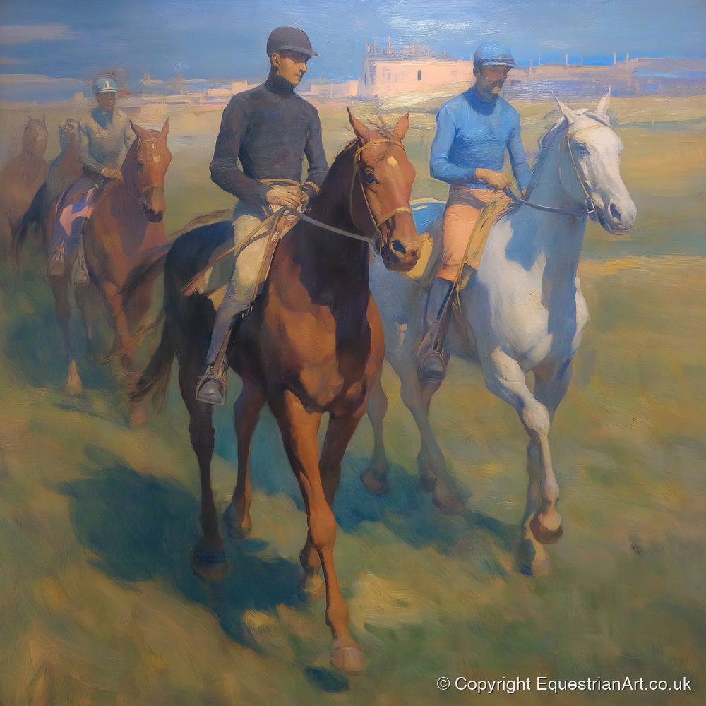 The Dawn String - racing horse art print and canvas by Alistair Rhodes A.I