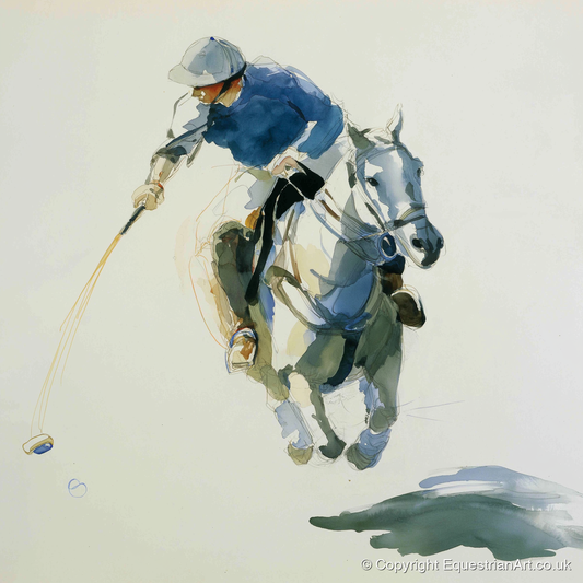 The Decisive Downward Swing - polo horse art print and canvas by Beatrice Langley A.I