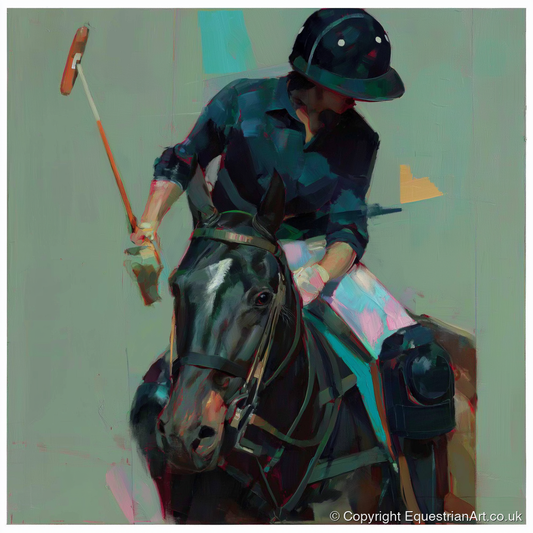 The Decisive Strike - polo horse art print and canvas by Quentin Hart A.I
