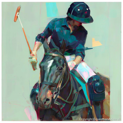 The Decisive Strike - polo horse art print and canvas by Quentin Hart A.I