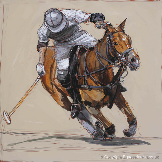 The Decisive Strike - polo horse art print and canvas by Jasper Montgomery A.I