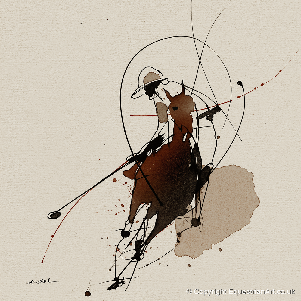 The Decisive Strike - polo horse art print and canvas by Julian Vance A.I