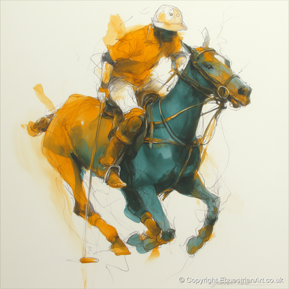 The Decisive Strike - polo horse art print and canvas by Elliot Caldwell A.I