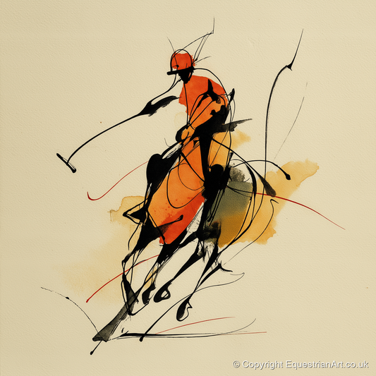 The Decisive Strike - polo horse art print and canvas by Edwin Carlisle A.I