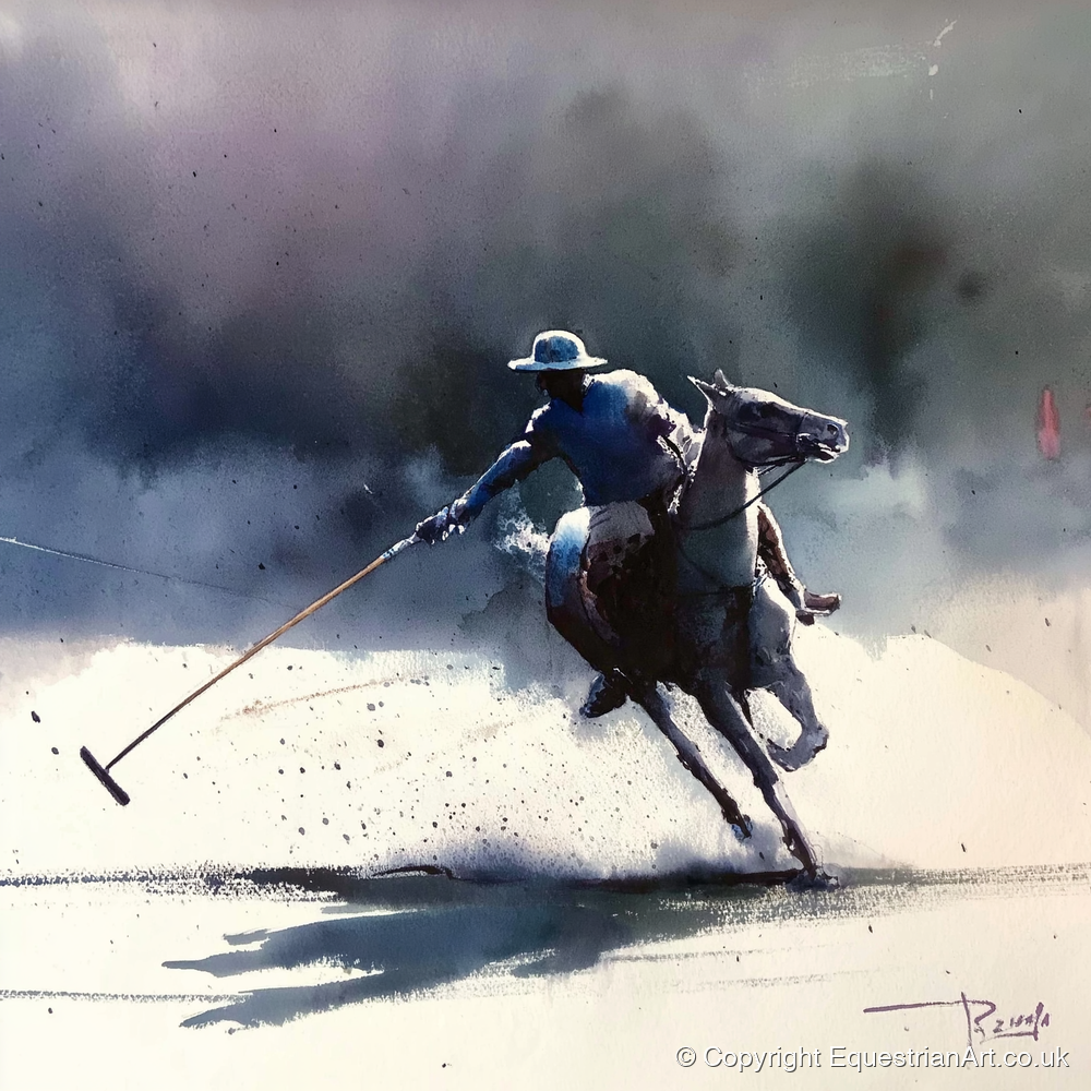 The Decisive Strike - polo horse art print and canvas by Eleanor Brooks A.I