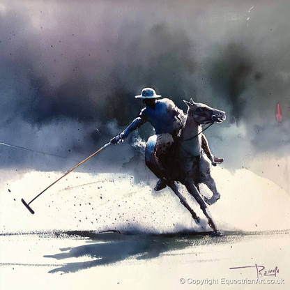 The Decisive Strike - polo horse art print and canvas by Eleanor Brooks A.I