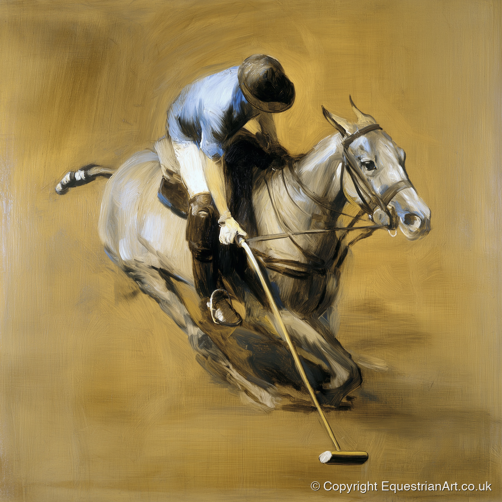 The Decisive Swing - polo horse art print and canvas by Samuel Pembroke A.I
