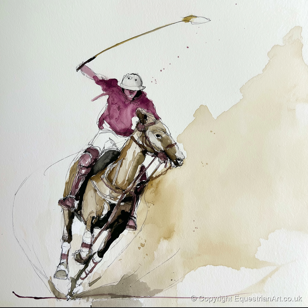 The Decisive Swing - polo horse art print and canvas by Edward Harrington A.I
